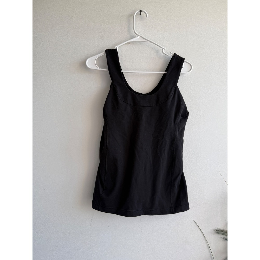 Lululemon Womens Black Scoop Neck Shelf Bra Activewear Tank Top Size 10